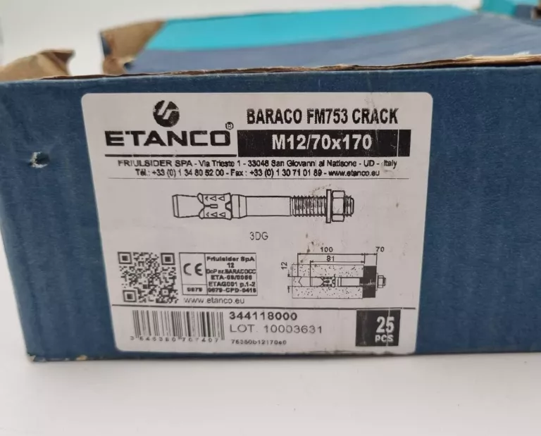 KOTWY DO DUŻYCH OBIĄŻEN ETANCO BARACO FM753 CRACK M12/70X170