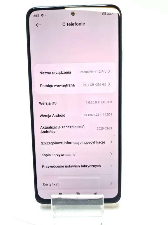 SMARTFON XIAOMI REDMI NOTE 12 PRO 5G 8 GB / 256 GB 5G CZARNY