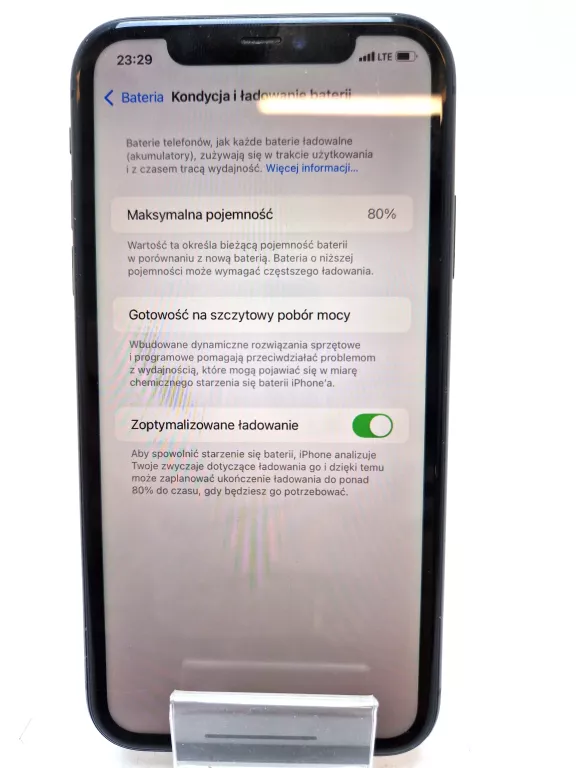 SMARTFON APPLE IPHONE 11 4 GB / 128 GB 4G (LTE) CZARNY 80 % BAT