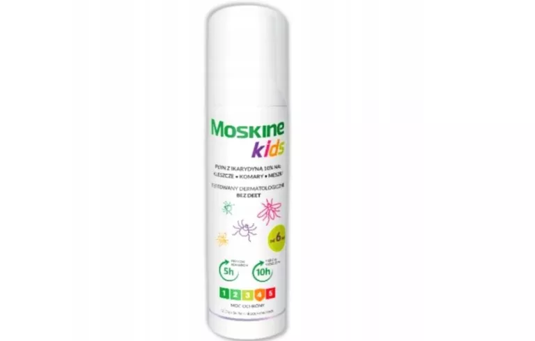 MOSKINE KIDS PŁYN NA KOMARY KLESZCZE MESZKI LKARYDYNA 10% 80 ML