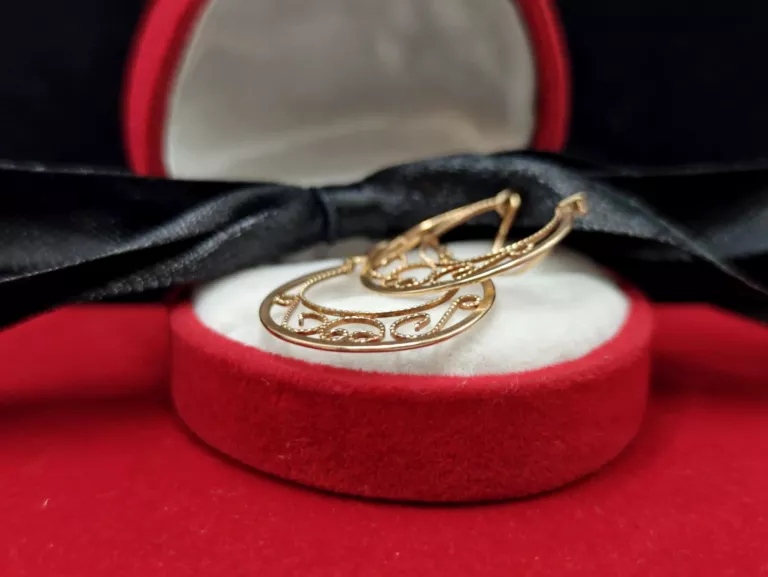 ZOTE KOLCZYKI WISZĄCE ZDOBIONE PÓŁKSIĘŻYCE 585 1,95G