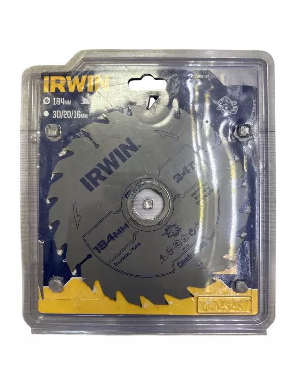 IRWIN 1897197 PIŁA TARCZOWA WIDIA TARCZA DO CIĘCIA DREWNA 184 X 30 24Z