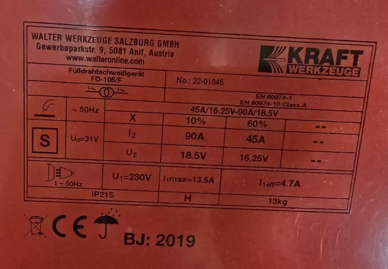 SPAWARKA PÓŁAUTOMAT SPAWALNICZY KRAFT FD-105/F!