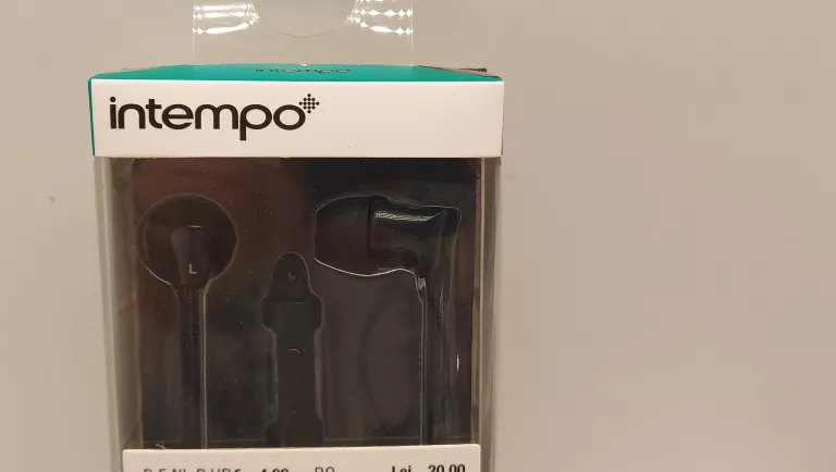 SŁUCHAWKI DOUSZNE INTEMPO 322 CZARNE KABEL 1.2M.