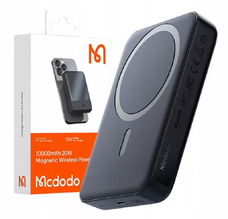 MCDODO SZYBKI MAGNETYCZNY POJEMNY POWERBANK MAG SAFE 10000MAH 20W MC-4261