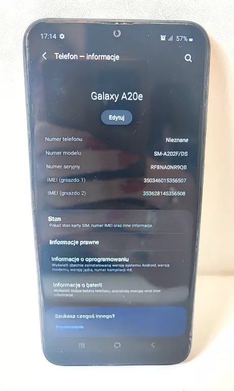 SAMSUNG GALAXY A20E SM-A202F/DS CZARNY 350346015356507