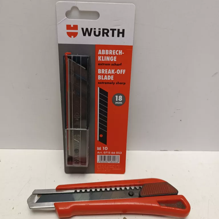 NOŻYK TAPICERSKI WURTH + OSTRZE NOŻA WURTH 18MM 10 SZTUK