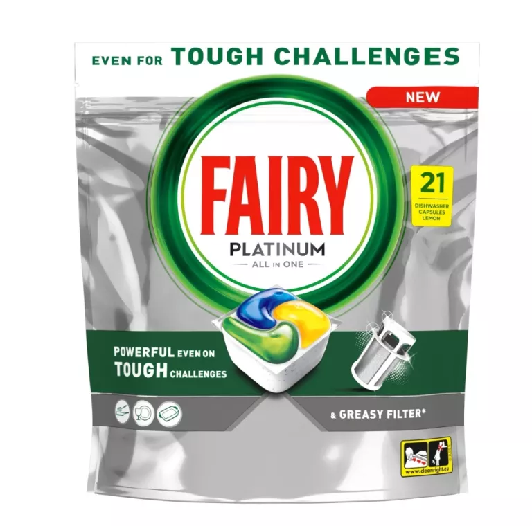 FAIRY PLATINUM CYTRYNA KAPSUŁKI DO ZMYWARKI ALL IN ONE, 21 TABLETEK