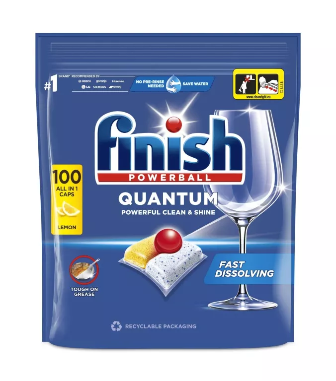 KAPSUŁKI DO ZMYWARKI FINISH QUANTUM ALL IN ONE LEMON 100SZT