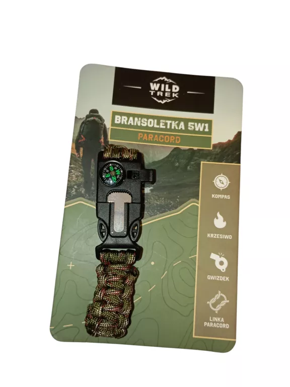 WILD TREK BRANSOLETKA SURVIVALOWA KRZESIWO KOMPAS GWIZDEK LINKA SUPER HIT