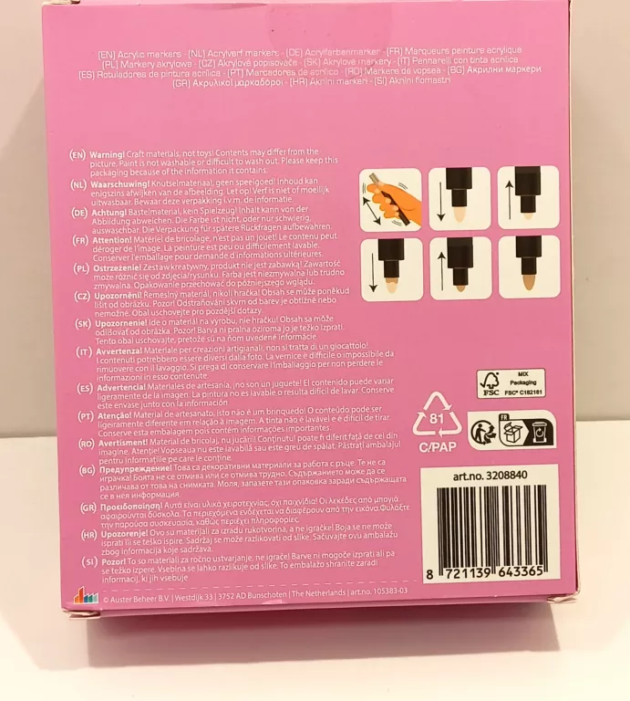MARKERY AKRYLOWE 16 SZTUK - DO DREWNA, METALU, PAPIERU - ODCIENIE RÓŻU