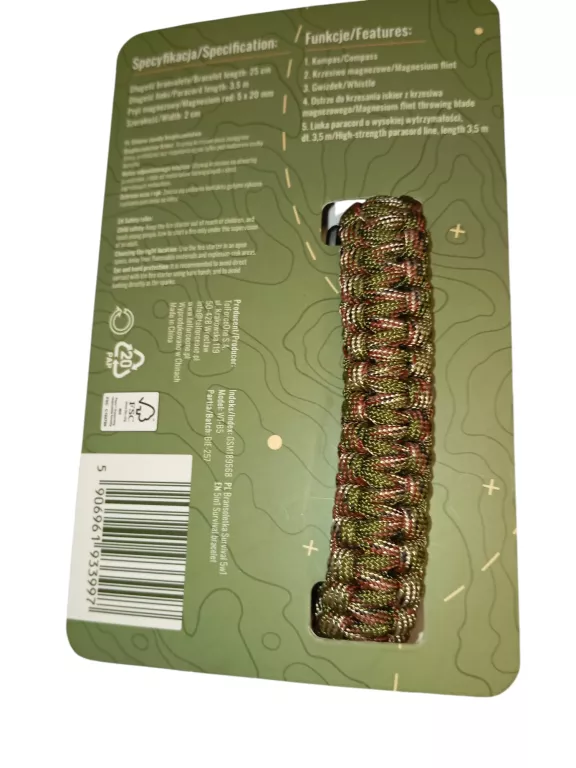 WILD TREK BRANSOLETKA SURVIVALOWA KRZESIWO KOMPAS GWIZDEK LINKA SUPER HIT
