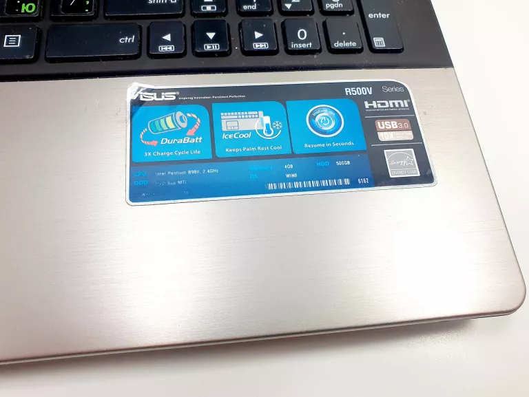 LAPTOP ASUS R500V 4/500 GB PENTIUM CPU B980 WIN10PRO NVIDIA