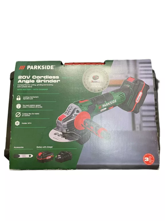 PARKSIDE AKUMULATOROWA SZLIFIERKA KĄTOWA KOMPLET WALIZKA