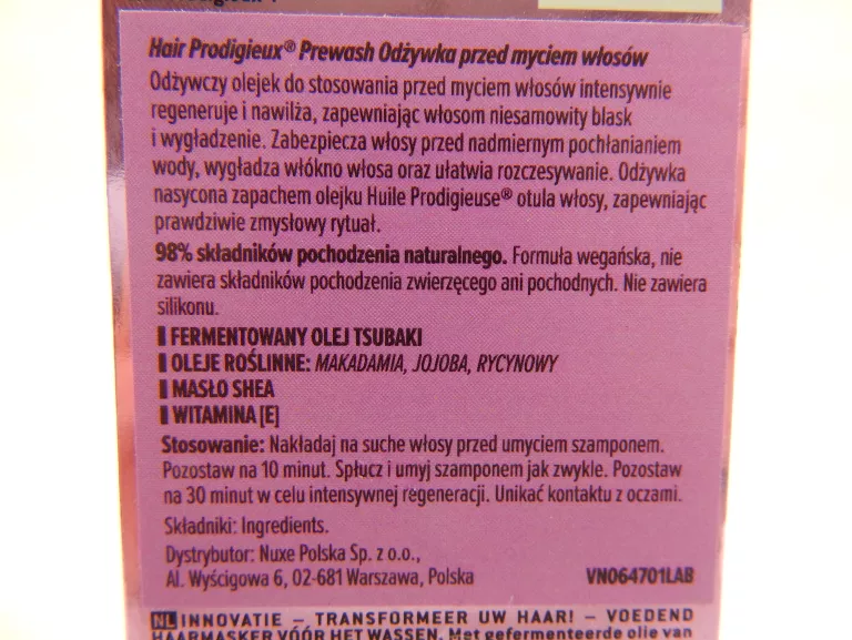 NUXE HAIR PRODIGIEUX PREWASH ODŻYWKA PRZED MYCIEM WŁOSÓW 125 ML