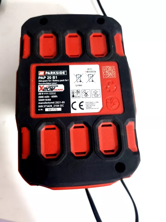 PARKSIDE DWA AKUMULATORY 2AH PAP 20 B1 20 V Z ŁADOWARKĄ