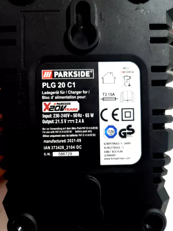 PARKSIDE DWA AKUMULATORY 2AH PAP 20 B1 20 V Z ŁADOWARKĄ