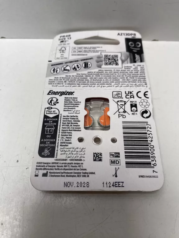 8X BATERIA ENERGIZER SŁUCHOWA 13 PR48 ZINC 1,4V