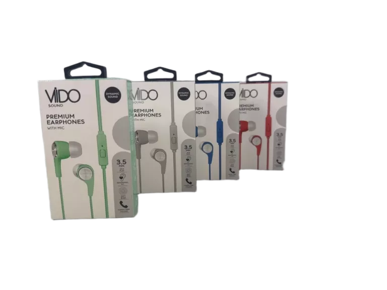 SŁUCHAWKI PRZEWODOWE AUDIO JACK PLUG VIDO MIX KOLOR