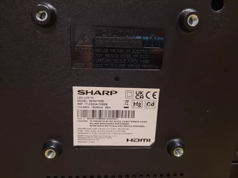 TELEWIZOR SHARP 32HA1705E / 50-60 HZ / 32 CALE /*OKAZJA*