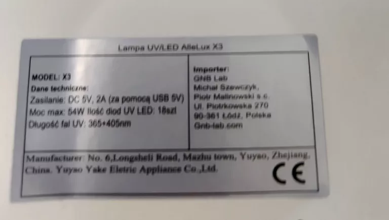 LAMPA DO PAZNOKCI ALLELUX X3 UV/LED 54W