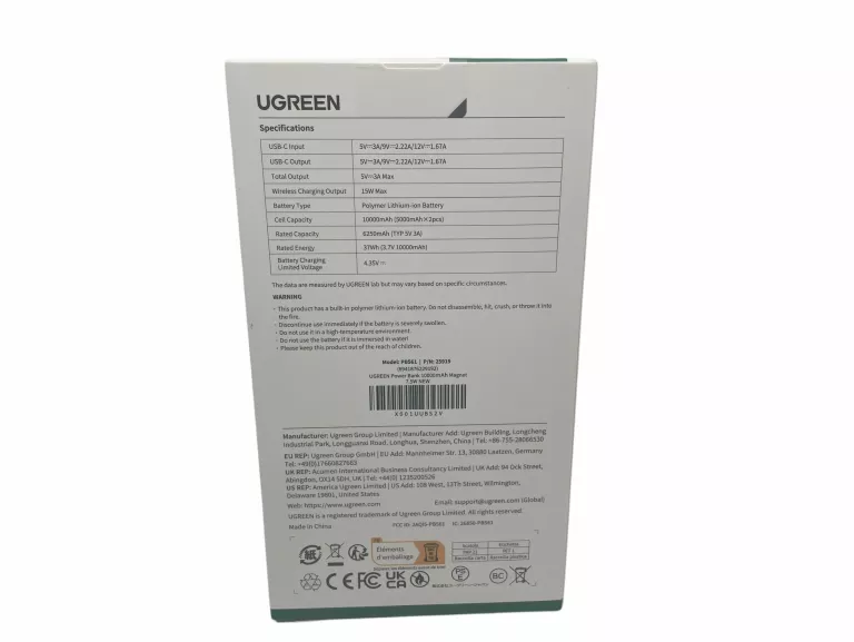 POWERBANK MAGNETYCZNY 10000MAH UGREEN, 20W CZARNY