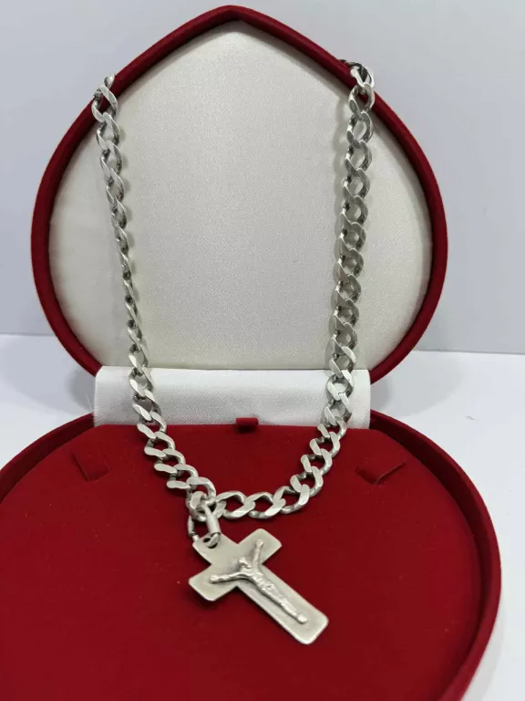 SREBRNY ŁAŃCUSZEK Z KRZYZEM 70G R50CM