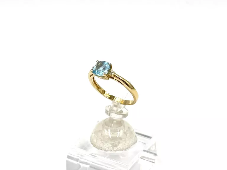 ZŁOTY PIERŚCIONEK Z TOPAZEM I DIAMENTAMI 585 2,33G R14 0,03CT