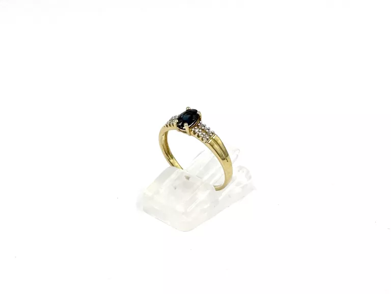 ZŁOTY PIERŚCIONEK Z SZAFIREM I DIAMENTAMI 585 1,76G R16 0,04CT