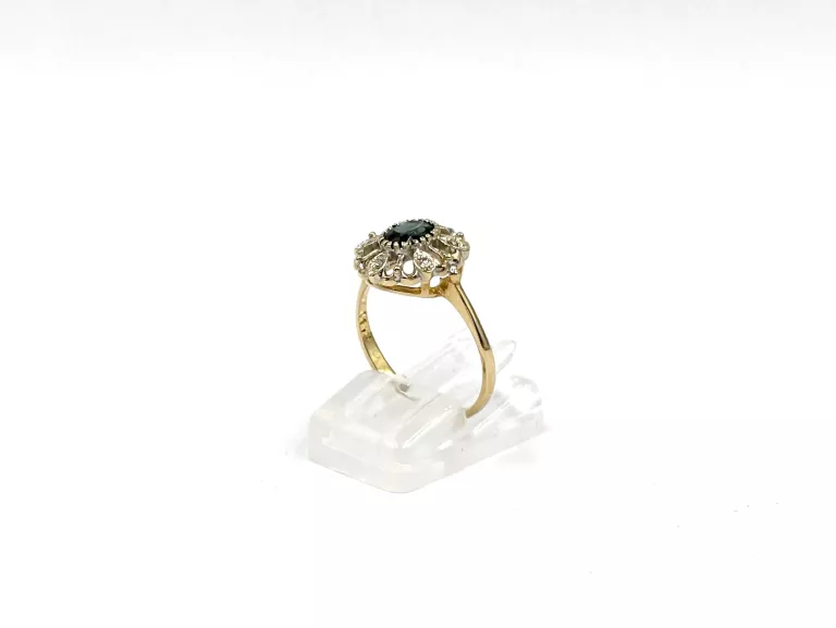 ZŁOTY PIERŚCIONEK Z SZAFIREM I DIAMENTAMI 585 2,74G R14 0,04CT