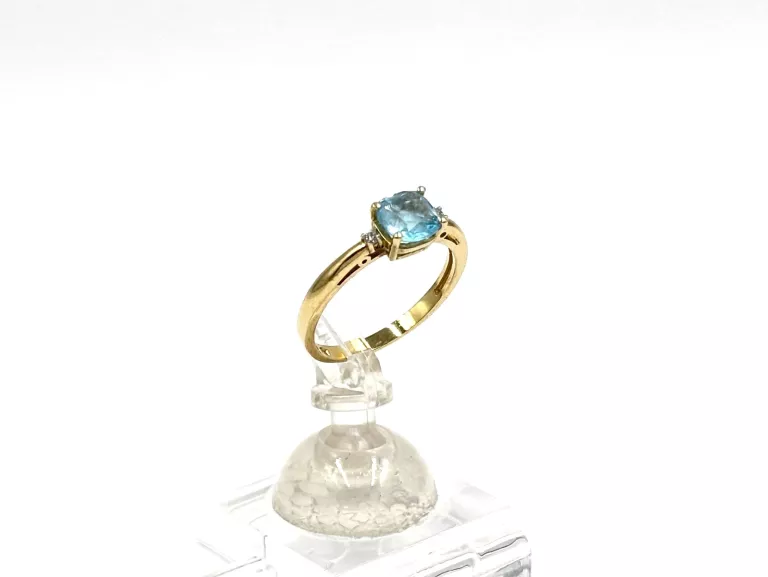 ZŁOTY PIERŚCIONEK Z TOPAZEM I DIAMENTAMI 585 2,33G R14 0,03CT