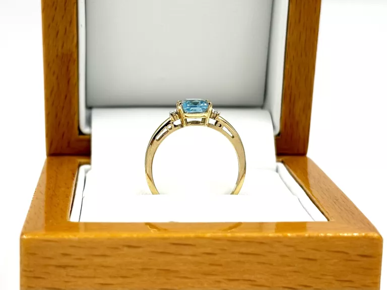 ZŁOTY PIERŚCIONEK Z TOPAZEM I DIAMENTAMI 585 2,33G R14 0,03CT