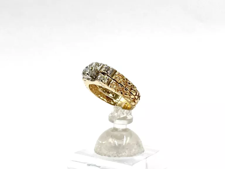 KOMPLET DWÓCH ZŁOTYCH PIERŚCIONKÓW Z DIAMENTAMI 585 4,87G R13 0,17CT