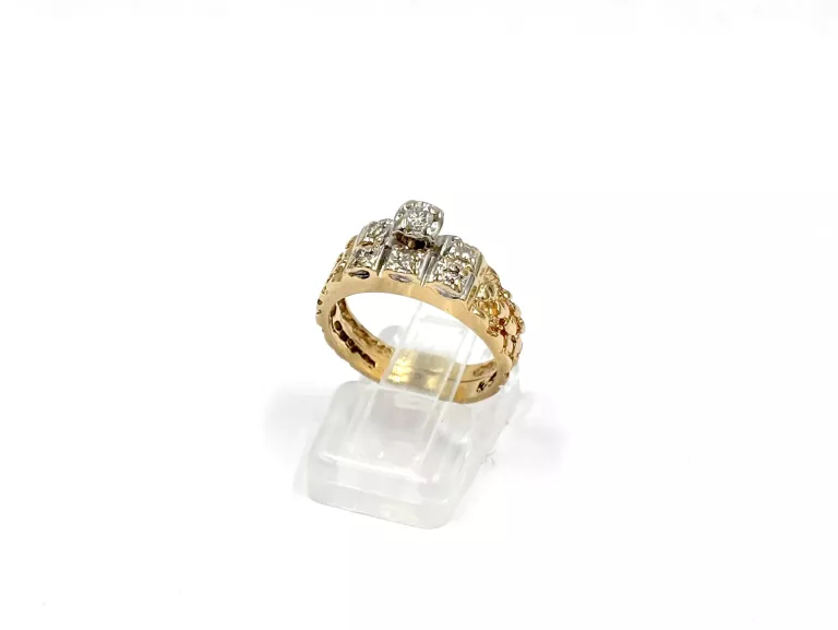 KOMPLET DWÓCH ZŁOTYCH PIERŚCIONKÓW Z DIAMENTAMI 585 4,87G R13 0,17CT