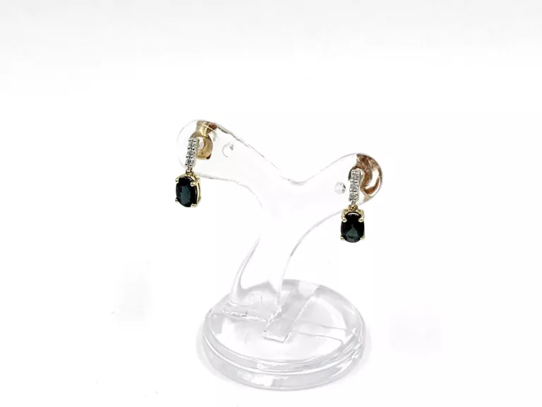 ZŁOTE KOLCZYKI Z SZAFIRAMI I DIAMENTAMI 585 1,29G 0,06CT SZTYFT