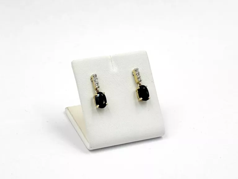 ZŁOTE KOLCZYKI Z SZAFIRAMI I DIAMENTAMI 585 1,29G 0,06CT SZTYFT