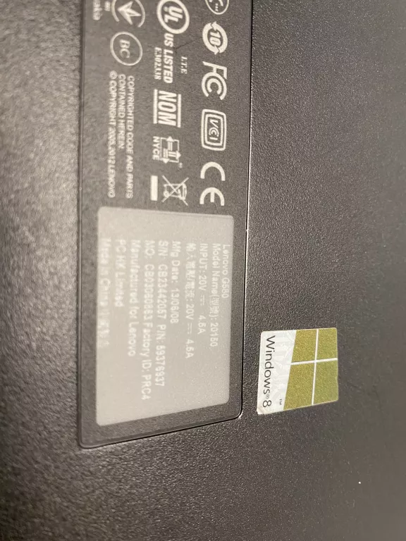 LAPTOP LENOVO G580 I5 4GB RAM 1TB HDD
