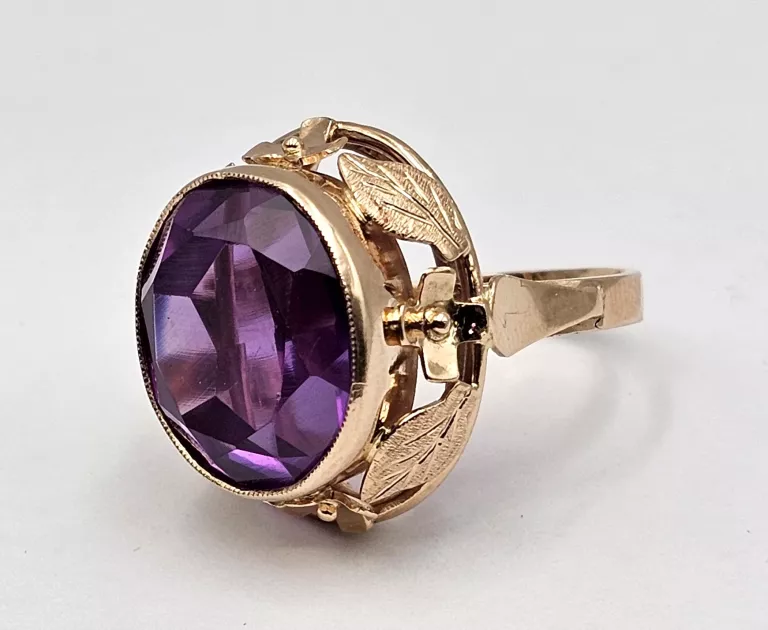 PIEKNY ZŁOTY PIERŚCIONEK Z ALEKSANDRYTEM 10,71G 585 R14