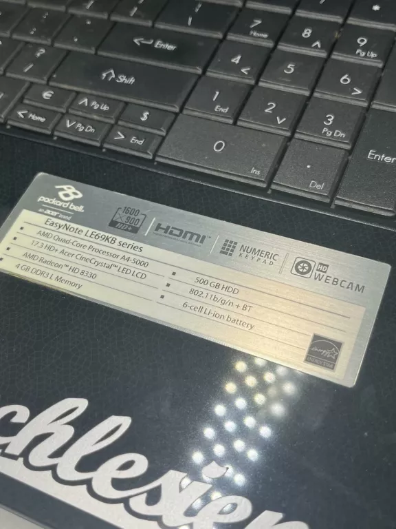 LAPTOP PACKARB BELL A4-5000 4GB 17.3 + ZAS DYSK DO WYMIANY