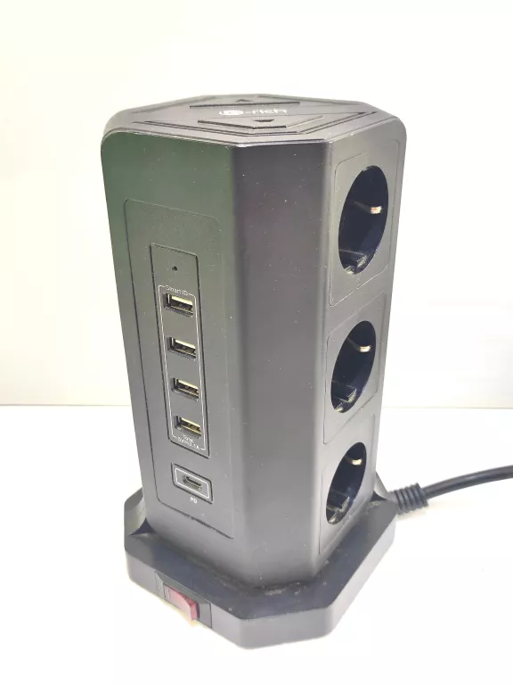 LISTWA ZASILAJĄCA PRZEDUŻACZ OCHRONA ODGROMOWA 12 GNIAZD +4 PORTÓW USB+USB
