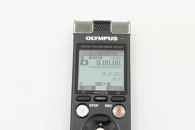 STAN IDEALNY! DYKTAFON OLYMPUS DM-670 8GB + ETUI, INSTRUKCJA