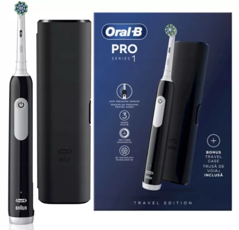 SZCZOTECZKA ELEKTRYCZNA DO ZĘBÓW ORAL-B PRO SERIES 1 TRAVEL CZARNA Z ETUI