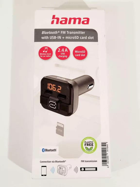 HAMA TRANSMITER FM BLUETOOTH Z GNIAZDEM USB-IN I MICRO SD 4007249141644