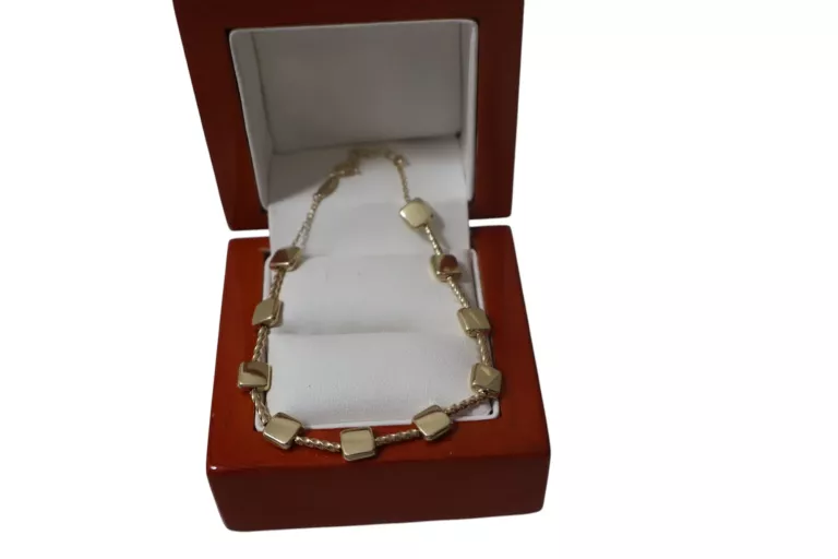 WYJĄTKOWA ZŁOTA BRANSOLETKA 17-19 CM, KWADRATY 2,92G