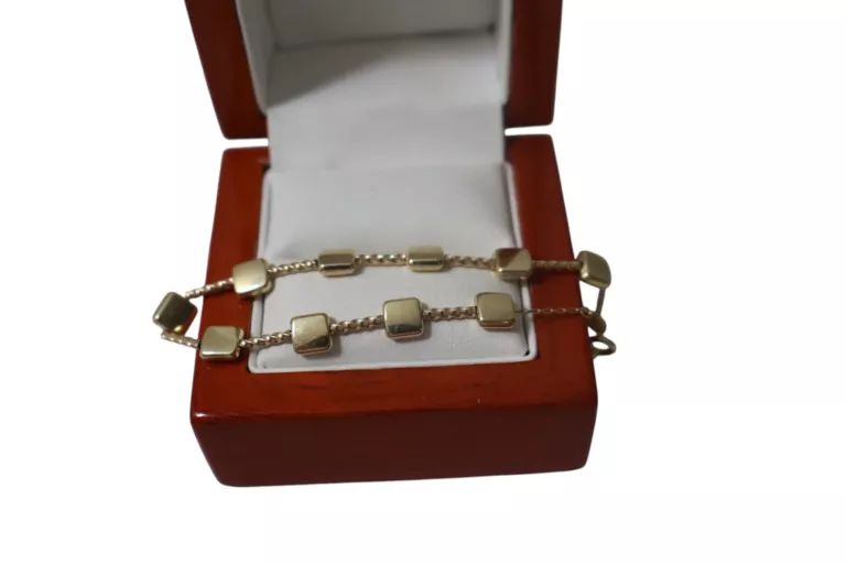 WYJĄTKOWA ZŁOTA BRANSOLETKA 17-19 CM, KWADRATY 2,92G
