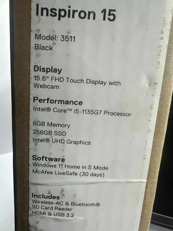 DELL INSPIRON 15 3511 | I5-1135G7 | 16 GB RAM | 256 SSD | WIN11
