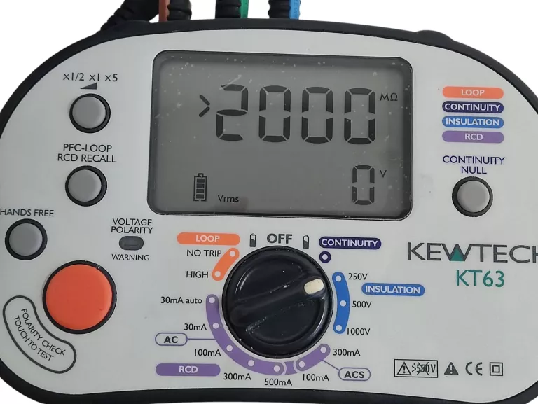 MIERNIK INSTALACJI ELEKTRYCZNYCH KEWTECH KT63 ZESTAWZOKABLOWANIEM W TORBIE