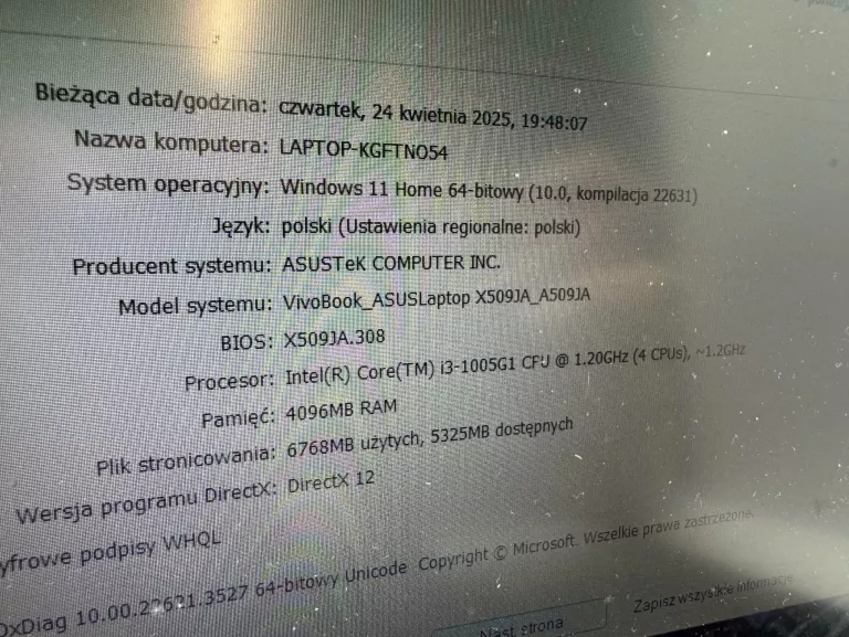 LAPTOP ASUS X509JA WIN11 HOME / INTEL CORE I3 / 4GB / 256GB SSD