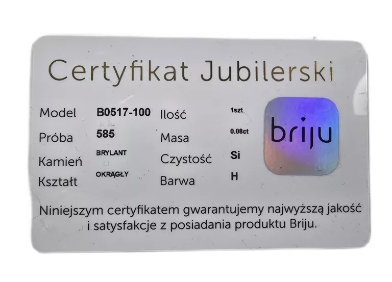 CUDOWNY PIERŚCIONEK Z BIEŁGO ZŁOTA PRÓBY 585 / R. 12 / 1,85G / CERTYFIKAT!