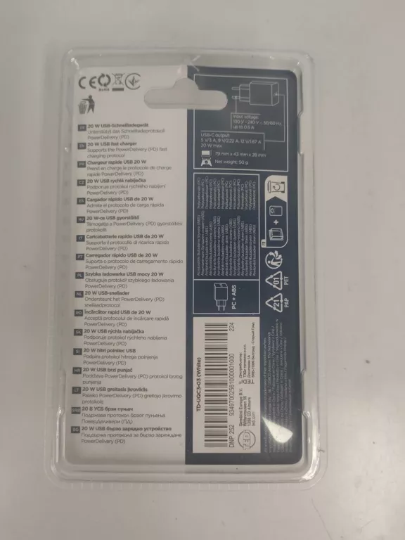 ŁADOWARKA SIECIOWA USB TYP C USB-C PD POWER DELIVERY 25W EU51 GAN BIAŁA